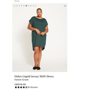 XS (size 10-12) Universal Standard Liquid Jersey Helen Dress, Forest Green